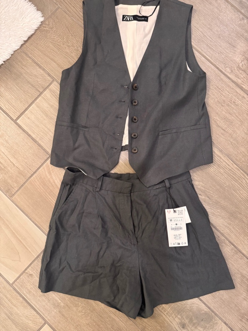Zara Grey Vest & Shorts Set